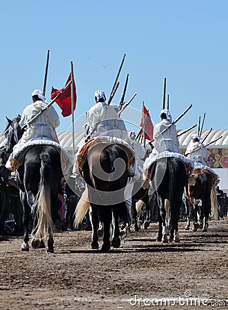 Performance of the traditional Fantasia in Morocco Editorial Stock Photo