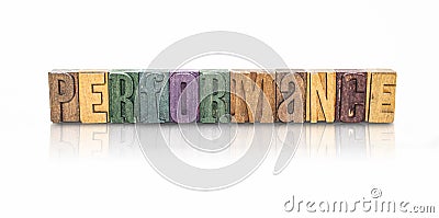 Performance Word Block Letters - isolated White Background Stock Photo