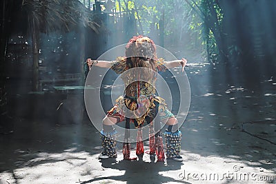 The Performer of Rampak Buto Traditional mask folk dance in Yogyakarta Indonesia Editorial Stock Photo