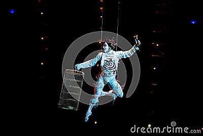 Performers skipping Rope at Cirque du Soleil's show 'Quidam' Editorial Stock Photo
