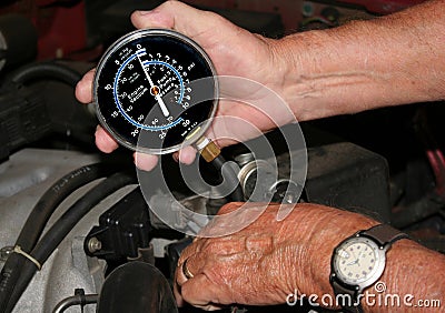 Performing compression test Stock Photo