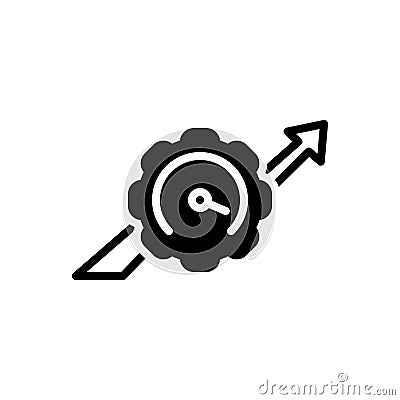 Black solid icon for Performing, cogwheel and speedometer Stock Photo