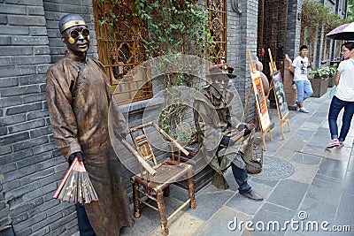 Performing street artists in Chengdu Editorial Stock Photo