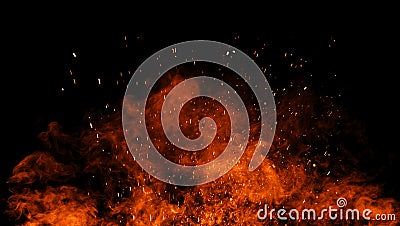 Perftect fire particles embers on background . Smoke fog misty texture overlays Stock Photo
