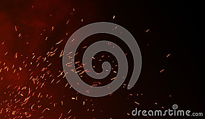 Perftect fire particles embers on background . Smoke fog misty texture Stock Photo