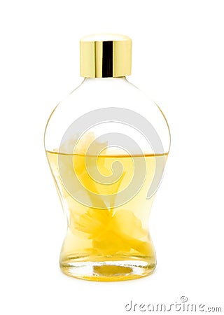 Perfume bottle with flower inside Stock Photo