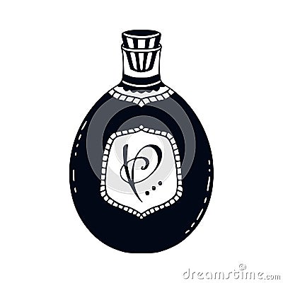 Perfume bottle illustration. Fashionable bottle print Vector Illustration