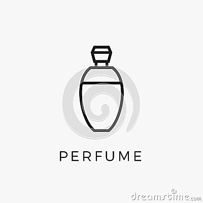 Perfume bottle line icon vector fragrance linear spray art cosmetic flat icon. Perfume illustration scent bottle design Vector Illustration