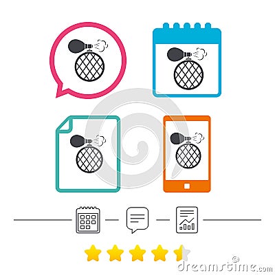 Perfume bottle sign icon. Glamour fragrance. Vector Illustration