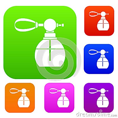 Perfume bottle with vaporizer set collection Vector Illustration