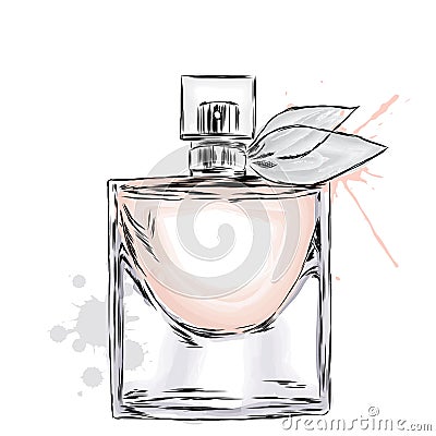 Perfume bottle vector. Trendy print. Fashion & Style. Perfume. Perfume watercolor. Vector Illustration