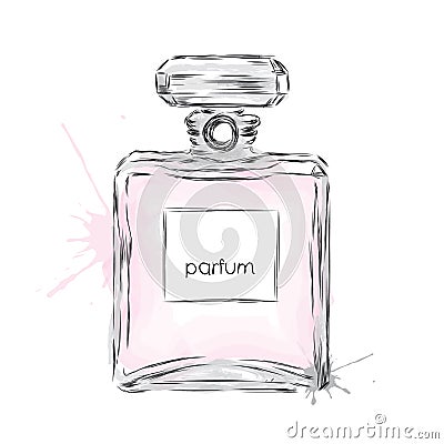 Perfume bottle vector. Trendy print. Fashion & Style. Perfume. Perfume watercolor. Vector Illustration