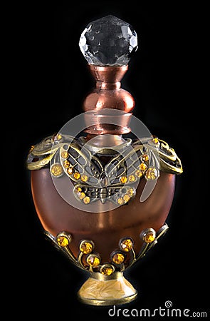 Perfume Bottle in Vintage Art Nouveau or Deco Design Stock Photo