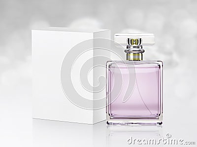 Perfume bottle on white shining bokeh background Editorial Stock Photo