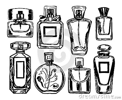 Perfume bottles set. Vector. Vector Illustration