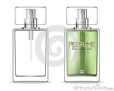 Perfume bottles template Vector realistic. Product packaging mockup. 3d template illustrations Vector Illustration