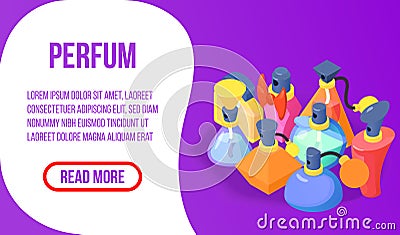 Perfume concept banner, isometric style Vector Illustration