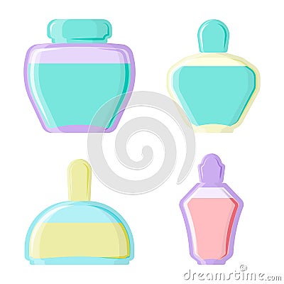 Perfume glamour fashionable beautiful cosmetic bottle and france shiny female packaging tube product female fragrance Vector Illustration