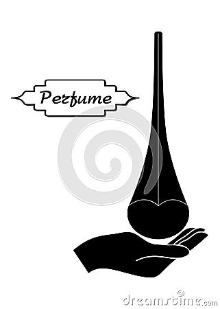 Perfume and hand black Vector Illustration