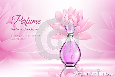 Perfume Product Rose Composition Vector Illustration