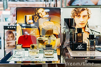 Perfume Products For Sale In Fashion Beauty Department Store Editorial Stock Photo