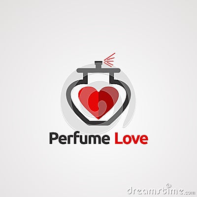 Perfume red love with elegant concept logo vector, icon, element, and template for company Vector Illustration