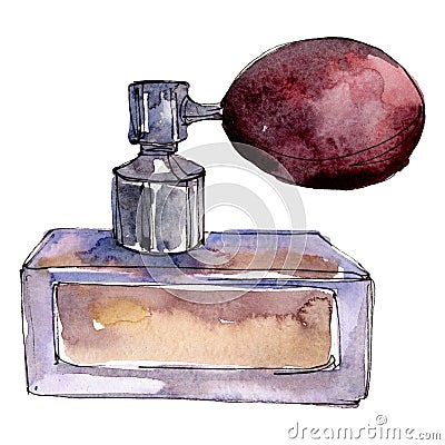 Perfume sketch glamour illustration in a watercolor style isolated element. Watercolour background set. Cartoon Illustration
