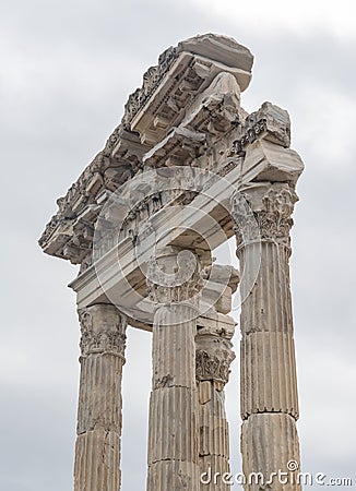 Pergamon Ancient City - Temple of Trajan Stock Photo