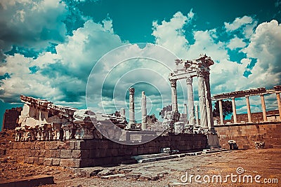 Pergamon ancient city ruins Stock Photo