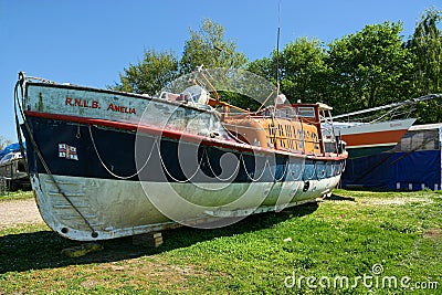 Lifeboat. RNLI Amelia Waiting restoration Editorial Stock Photo