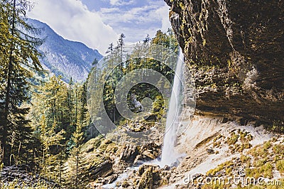 The Pericnik slap or Pericnik Fall is located in Triglav National Park, Slovenia. It is a big waterfall that falls from the cascad Stock Photo