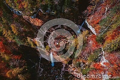 Pericnik waterfall in Slovenian Alps in autumn Stock Photo