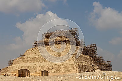 The perimeter around the Pyramid of Djoser or Step pyramid at Saqqara Egypt Stock Photo