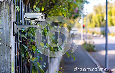 A perimeter security system around a private property with infrared sensors and alarms triggered by trespassers Stock Photo