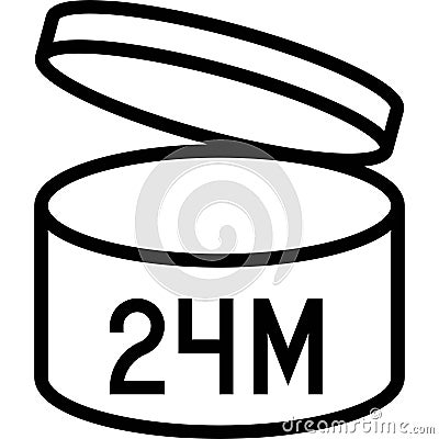 Period after opening 24M label line icon, vector illustration Vector Illustration