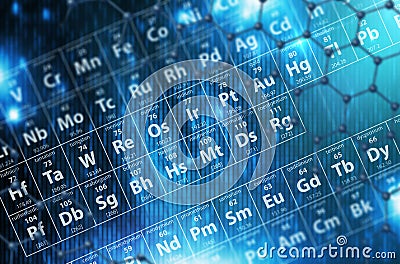 Periodic Table Blue Background Stock Photo