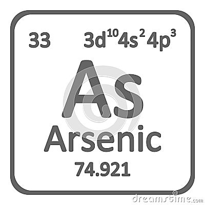 Periodic table element arsenic icon. Cartoon Illustration