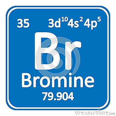 Periodic table element bromine icon. Cartoon Illustration