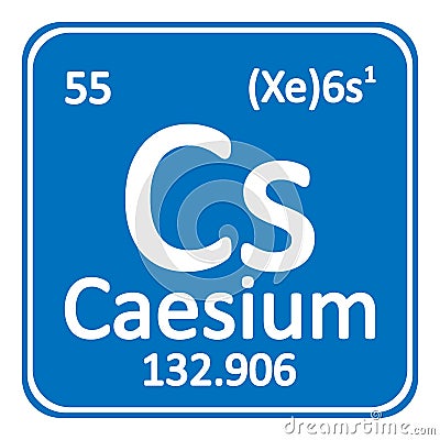 Periodic table element caesium icon. Cartoon Illustration