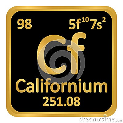 Periodic table element californium icon. Cartoon Illustration