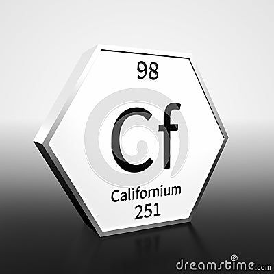 Periodic Table Element Californium Rendered Black on White on White and Black Stock Photo