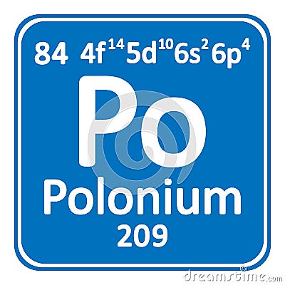 Periodic table element polonium icon. Cartoon Illustration