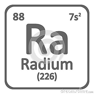 Periodic table element radium icon. Cartoon Illustration