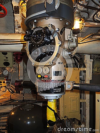 Periscope inside Russian submarine. Editorial Stock Photo