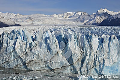 Perito moreno glacier calafate winter season vacations outdoors nature awe beauty landscape frozen lake snowy mountains Stock Photo