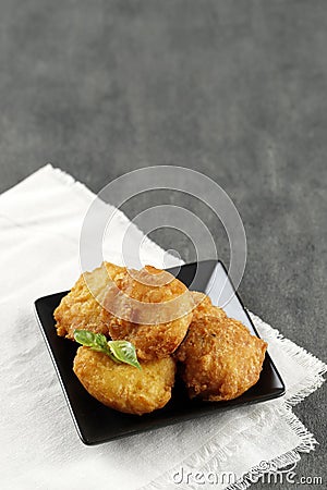 Perkedel Kentang, Indonesian Potato Patties Fritter Stock Photo