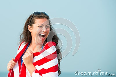 Perky laughter of a beautiful girl Stock Photo