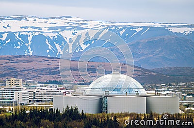 Perlan - water reservoir and restaurant in Reykjavik, Iceland Stock Photo