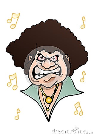 perm angry musician on white Cartoon Illustration