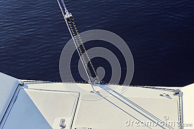 Permanent backstay is attached to the top of the mast. Stock Photo